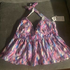 Lavender halter tankini bathing suit top